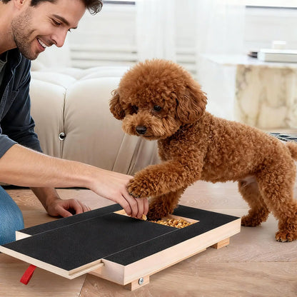 Dog Nail Scratch Board With Stand Wooden Pull-out Dog Scratching Post With Treat Box Pet Durable Dog Paw Repair Board For dog
