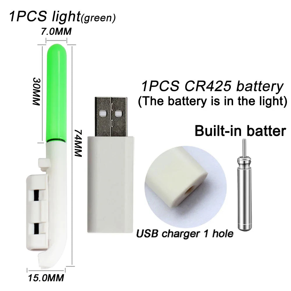 Electronic Fishing Light CR425 3.6V Battery USB Charge Rod Sense Strike Indicator LED Stick Pesca Tackle Night Bright Flash Lamp