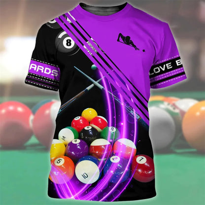 Love Billiards Snooker Fitness T Shirt 3D Print Gym Clothing Men Shirts Fashion Streetwear T-shirt Funny Unisex Short Sleeve Top