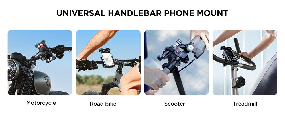 Joyroom Motorcycle Phone Mount Upgrade Bike Phone Holder Ultra-Stable Bicycle Phone Mount Handlebar Cell Phone Clamp for Scooter