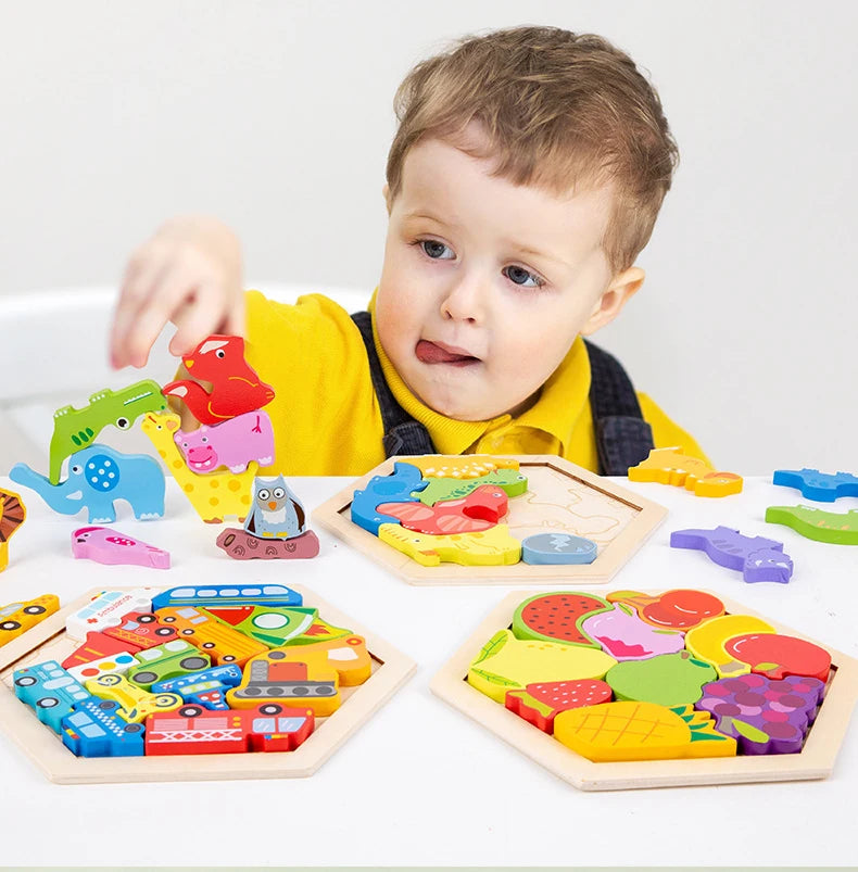 Baby toy Wooden jigsaw Puzzle Creative 3D Puzzle for Children's Intelligence Development Ealy Educational toy for Children