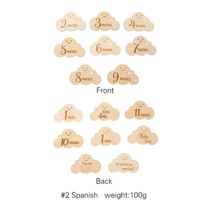 2Pcs Baby Wooden Balloon Milestone Cards Photography Accessories Baby Photography Shooting Props For Newborn Birthing Gifts