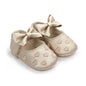 Baby Girls 0-18 Months Indoor First Walker Shoes Soft Cotton Sole Non-Slip Classic Embroidery Bowknot Hook & Loop Infant Booties