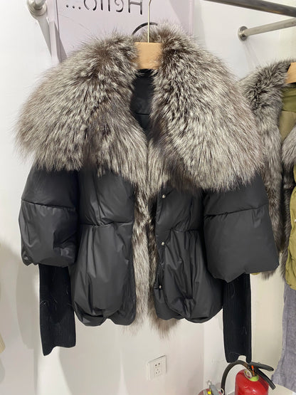 2024 Winter Women Warm Coat Oversized Real Fox Fur Collar Thick Luxury Outerwear New Fashion 90% Goose Down Jacket