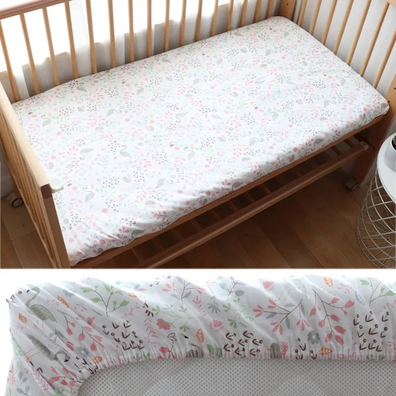 Baby Crib Fitted Sheet Newborns Bed Linen Children Cotton Cot Mattress Cover Protector For Toddler 130x70cm Allow Custom Size