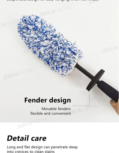 SEAMETAL Non Slip Microfiber Wheel Brush Mitt Premium Plush Car Wash Wheels Brushes for Car Rims Spokes Wheel Barrel Cleaning
