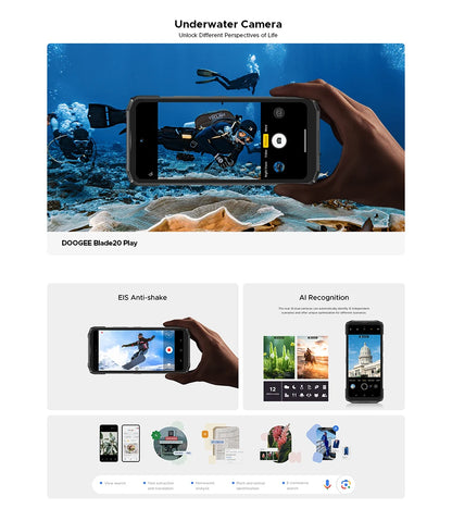Global Version DOOGEE Blade20 Play 5G Rugged Phone 6.6'' Gemini Al 125dB Speaker 10300mAh Battery NFC Android 15 Mobile Phone