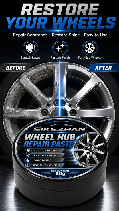 SIKEZHAN 80g Car Wheel Hub Repair Paste,Scratch & Oxidation Remover, Color Restorer and Polish Wax for Alloy Chrome Rims & Tires