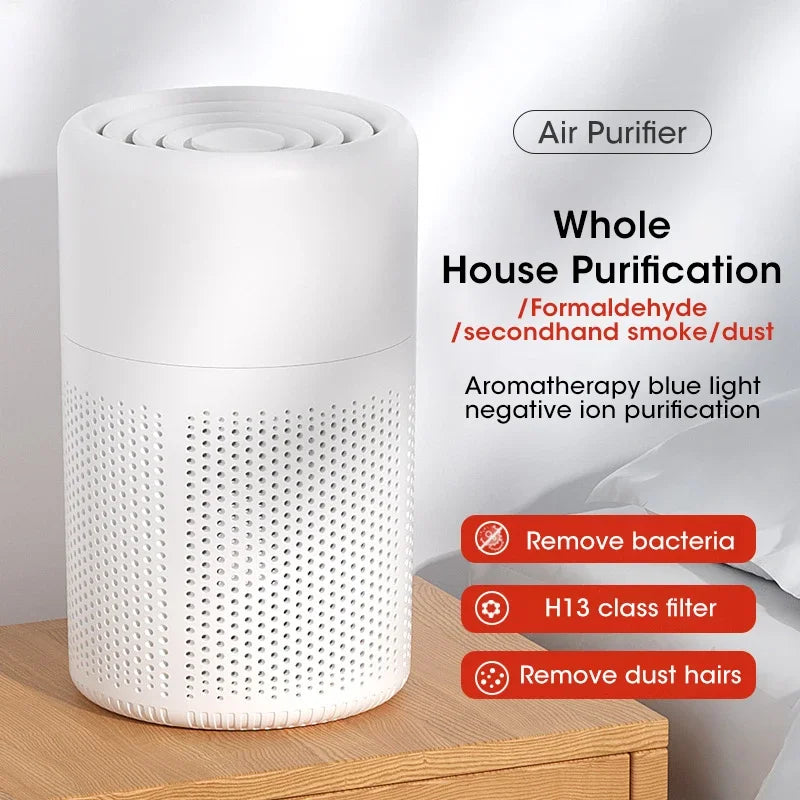 Air Purifier Smoke Odor Negative Ion Generator Household HEPA Air Purifier Efficient Purifying Air Formaldehyde for Car and Room