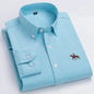 Basic Oxford Dress Shirt For Men Long Sleeve 100% Pure Cotton Solid  Casual Plaid Striped Social Business Male Regular-Fit S-6XL