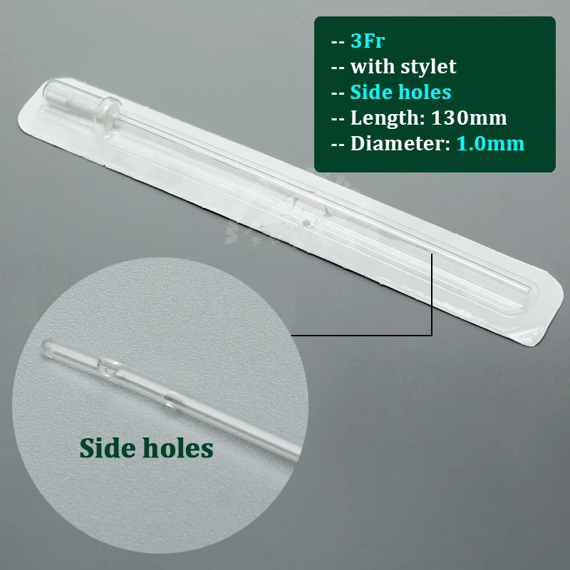 12PCS Cat Catheter With Stylet Side/End Open 1.0mm 1.3mm Cat Urinary Catheters Veterinary Consumables