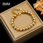 GANPUP 316L Stainless Steel Metal Beads Charms Bracelet Bangle for Women Texture Trendy Wrist Chain Jewelry Gift Bijoux Femme