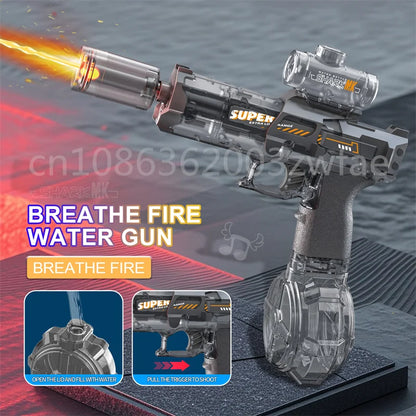 Children High Pressure Electric Water Gun Toy Summer Outdoor Beach Pool Fight Games Toys Kids Automatic Water Guns with Lights