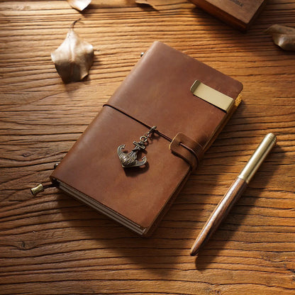 Fromthenon Leather TN Travel Notebook Handbook Diary First Layer Cowhide Diary Handbook Notes Handmade Loose-leaf Notebook