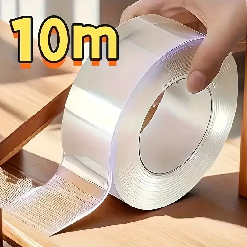 10m Nano Double-Sided Tape,Super Strong Waterproof Adhesive,Transparent No Residue for Plastic,Wood, Glass,Metal,Walls Bonding