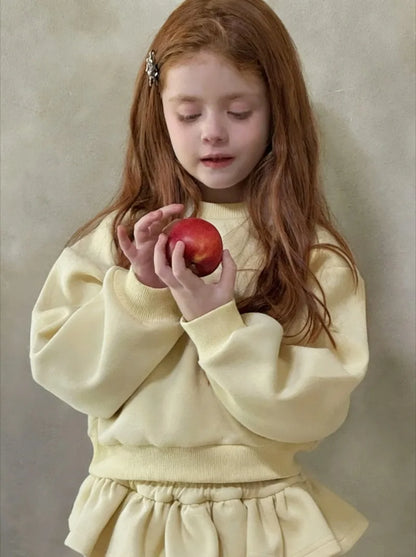 2026 Autumn Winter New Children Clothing Korean Girls Casual Lace Wide Leg Pants Set Children Round Collar Hoodie Two Piece Set