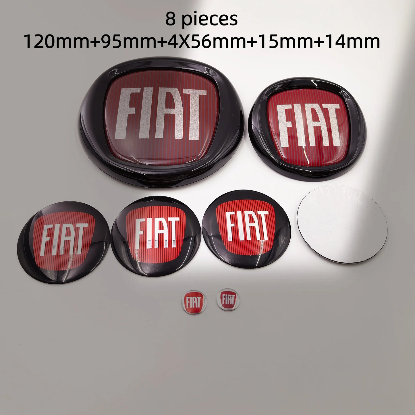 8pcs Fiat 500 Car Front Hood Emblem Rear Trunk Badge 95mm 120mm 12cm Wheel Center Logo Hub Cap 50mm 56mm 60mm 5cm 6cm