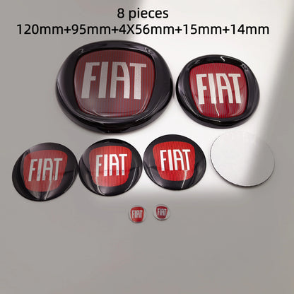 8pcs Fiat 500 Car Front Hood Emblem Rear Trunk Badge 95mm 120mm 12cm Wheel Center Logo Hub Cap 50mm 56mm 60mm 5cm 6cm