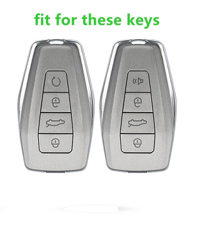 Car Zinc Alloy Leather Key Case Cover Holder Chain For Geely Okavango Coolray Atlas Monjaro Tugella Emgrand GT S Proton X50 X70