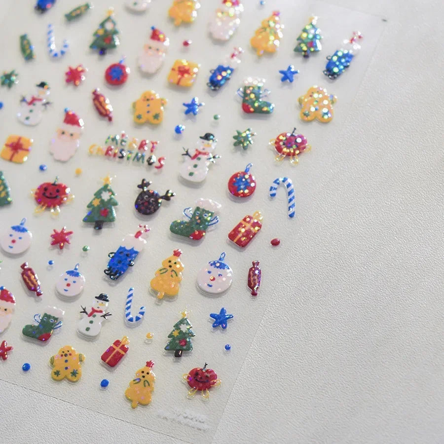 5D Pudding Jelly Dessert Fruit Cherry Pink Claw Print Bowknot Tie knot Love Heart Stars Nail Art Sticker Adhesive Manicure Decal