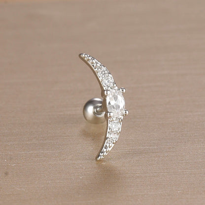 1PC 316L Stainless Steel Geometry Stud Earrings For Women Fashion Star Moon Lobe Daith Helix Cartilage Earring Piercing Jewelry