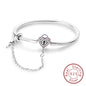 Bracelet Original 925 Sterling Silver Charm Bracelet 17-20CM Love Heart Pave Zirconia Bracelet for Women DIY Charm Jewelry Gifts