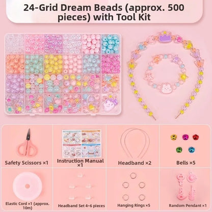 24 Grid DIY Handmade Beaded Kit Toy Creative Colorful Beads Bracelet Making Kit Kawaii Candy Color Beads Toys for Children Girl