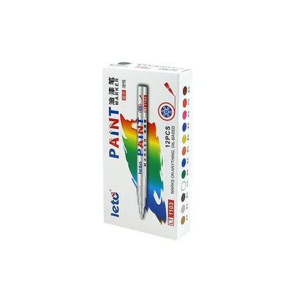 12PCS Waterproof Car Wheel Tire Oily Mark Pen Auto Rubber Tyre Colorful Permanent Painting Pen Graffiti Touch Up Paint Mark Pen