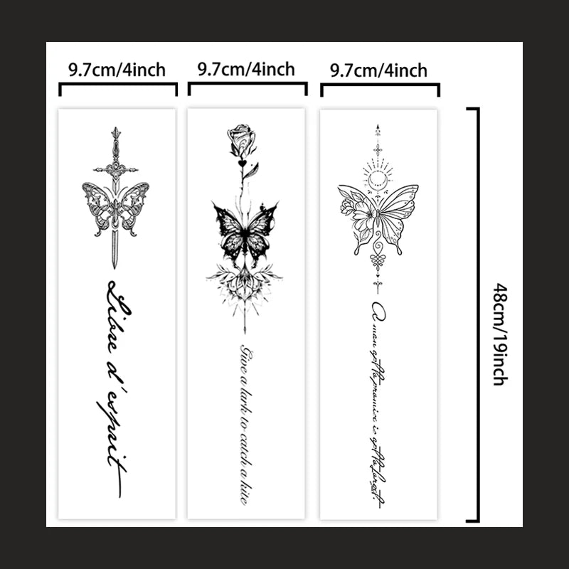 One Butterfly Spine Waterproof Temporary Tattoo, Lasting 1-2 Weeks, Semi-Permanent Tattoo Color, Realistic Fake Tattoo