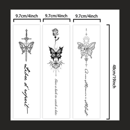 One Butterfly Spine Waterproof Temporary Tattoo, Lasting 1-2 Weeks, Semi-Permanent Tattoo Color, Realistic Fake Tattoo