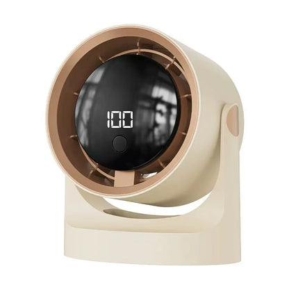 Desktop Fan 180degree Rotation Low-noise Silent Fan LED Display Large-capacity Home Mini Desktop Wall-mounted Fan 1800mAh