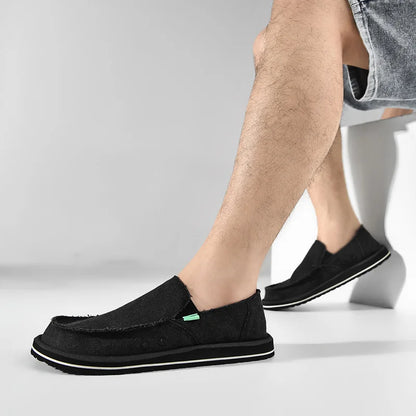 2025 New Spring Handmade Canvas Casual Men Shoes Design Fashion Sneakers Man Loafers Breathable Low Top Flat Shoes Soft Driving