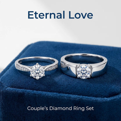 Moissanite Couple Ring For Women Man 925 Silver Stone Match Dia Wedding Band Bride S Sterling Silver White Gold 2.00ct