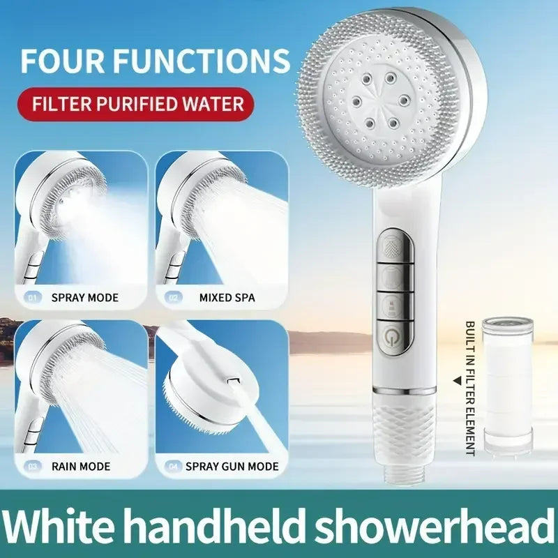 Four-speed Adjustment Filtered Supercharged Shower Head With Multi-functional Water Seal Home Shower Bathroom Accessories