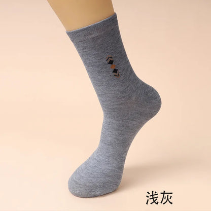 5 Pairs/Lot Men's Fashion Thickened Socks Four Seasons Leisure Breathable Deodorant Mid Tube Cotton Socks High Quality EU 38-44