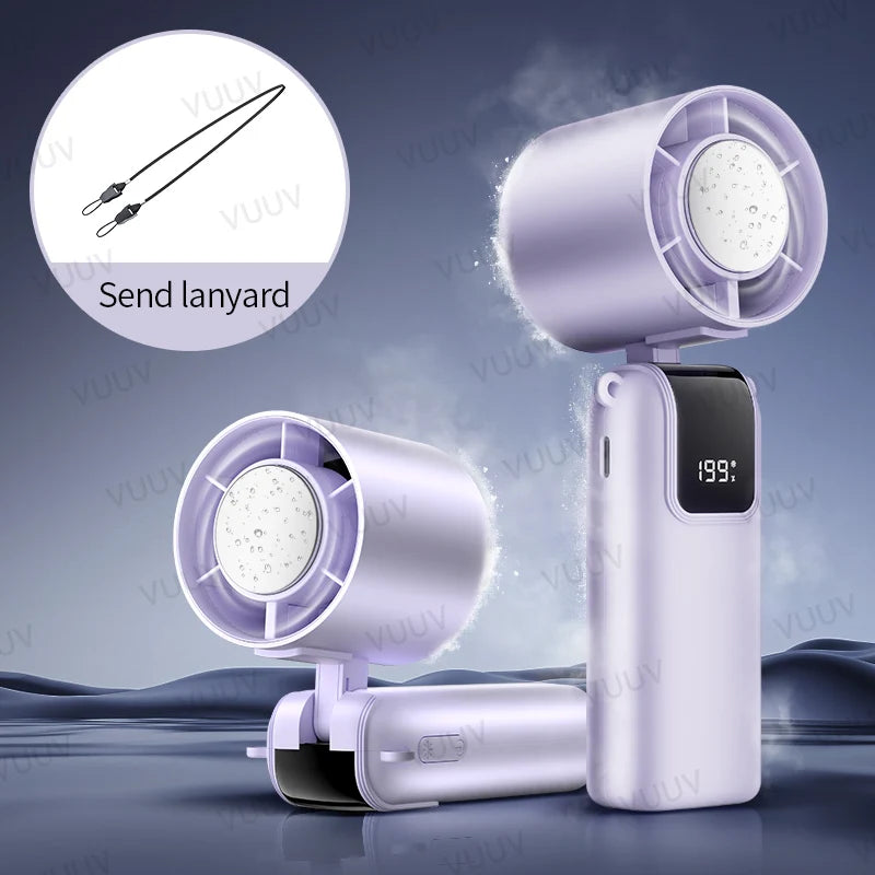 Ice Cooling Handheld Fan 199 Speeds Turbo Portable USB Desk Fan Foldable / Hangable for Outdoor Fast Chill Ice Compress