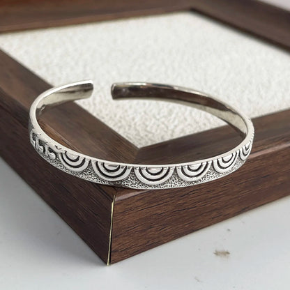100% Solid 925 Sterling Silver Retro Bracelet for Women Men Vintage Handmade Flower Patern Bracelet Birthday Gift