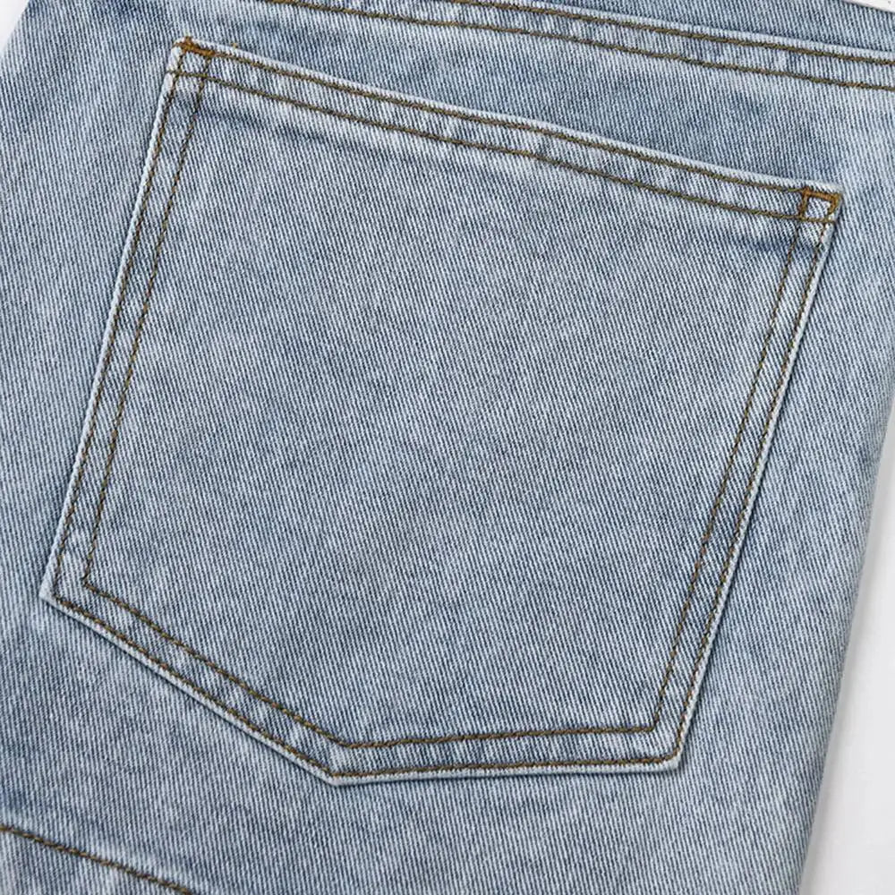 LGRQ Denim Patchwork Pants For Women Fashion New High Waist Contrast Color Belt Straight Pant Female 2026 Summer New 17A2013H