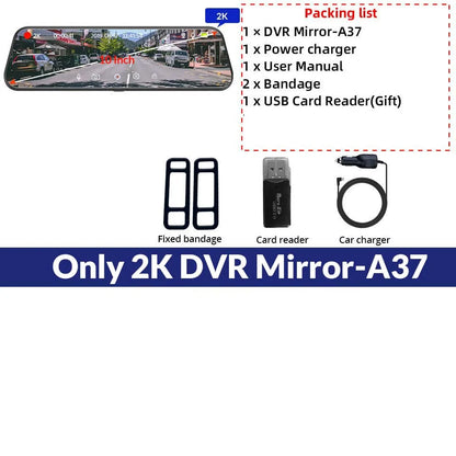 E-ACE 2K Car DVR WIFI GPS Stream Media Mirror Optional 1080P Car Video Camera Night Vision Loop Recording 24H Parking Black Box