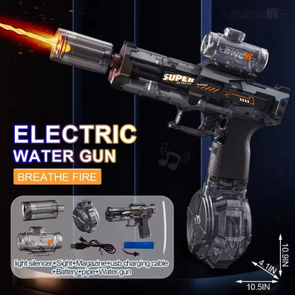 Children High Pressure Electric Water Gun Toy Summer Outdoor Beach Pool Fight Games Toys Kids Automatic Water Guns with Lights