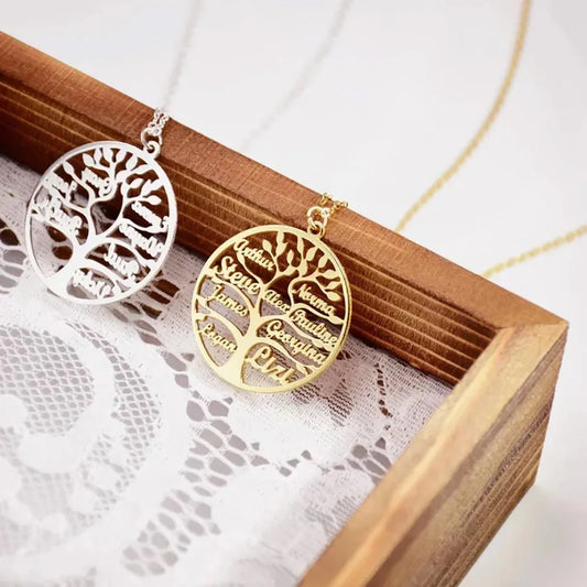 Custom Tree of Life Necklace Personalized Name Multiple Name Family Member Stainless Steel Necklace Mother's Day Gift For Mom