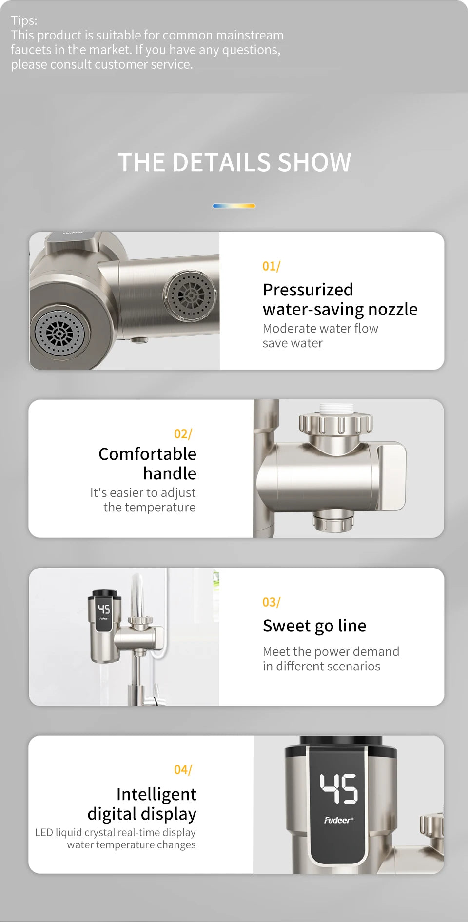 Fudeer Electric Water Heater Kitchen Faucet Conector Instant Hot Water Tap Adapter 220V  Water Heater Bathroom Accessories