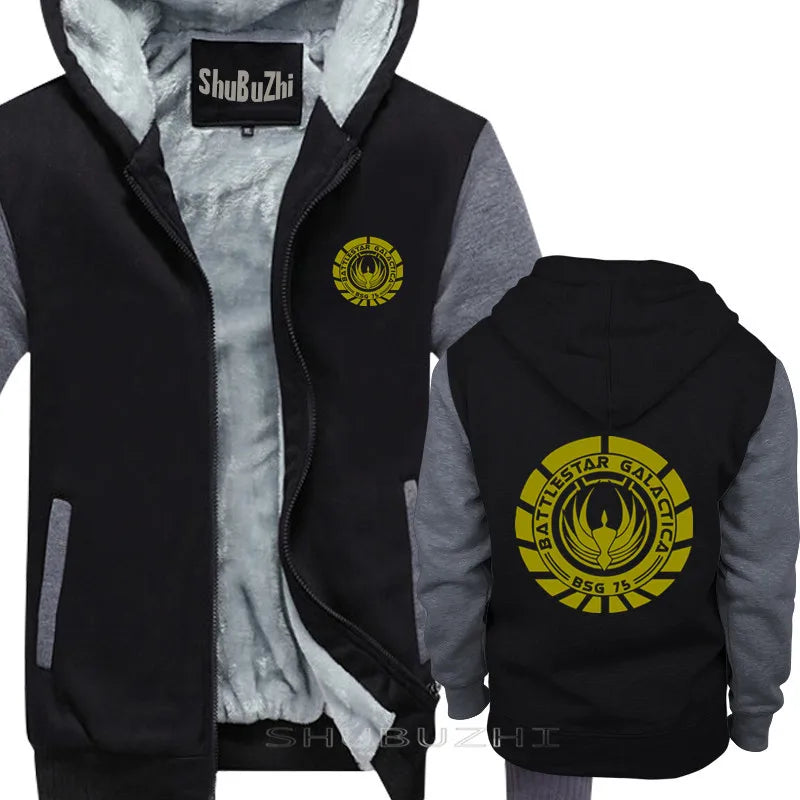 Battlestar Galactica | BSG 75 | SciFi |  warm coat men black pullover winter autumn fashion male thick hoodie cotton sbz5339