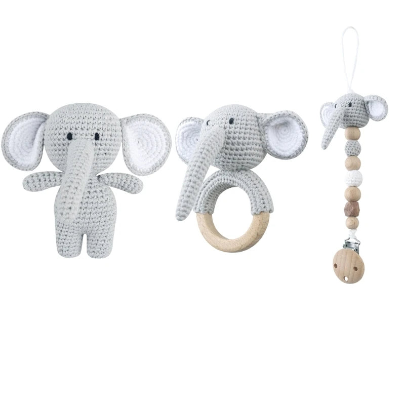 Baby Pacifier Clip Crochet Koalas Handbell Rattle Doll Teether Pacifier Chain Clips Set Dummy Chain Cartoon Teething Toy