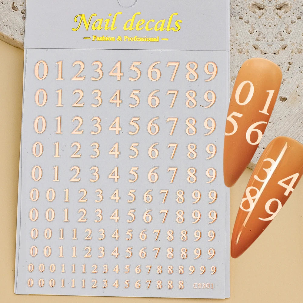 3D Glittery Gothic Letter Design Nail Art Stickers Uppercase Alphabet Letters Artistic Designs DIY Nail Art Decals Decoration #1