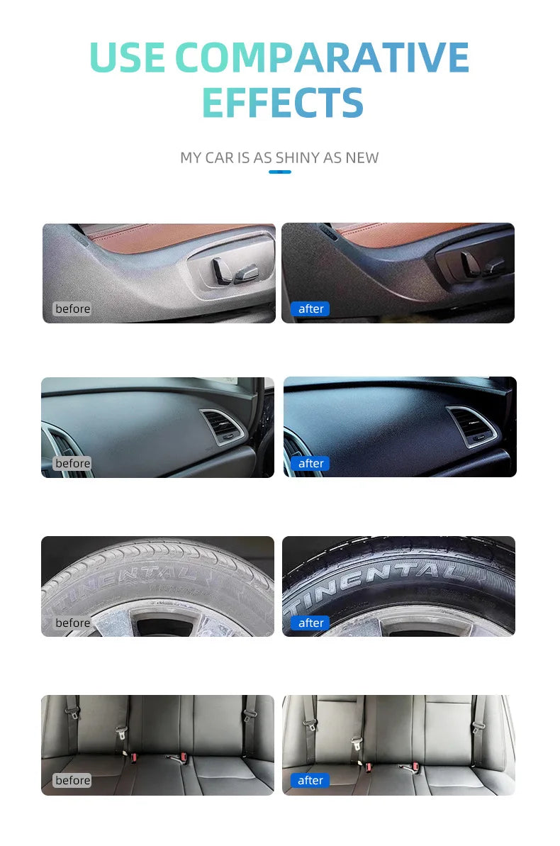 Plastic Restoration Spray with Scratch Remover for Car Interior Trim Cleaner Shiny Car Stuff