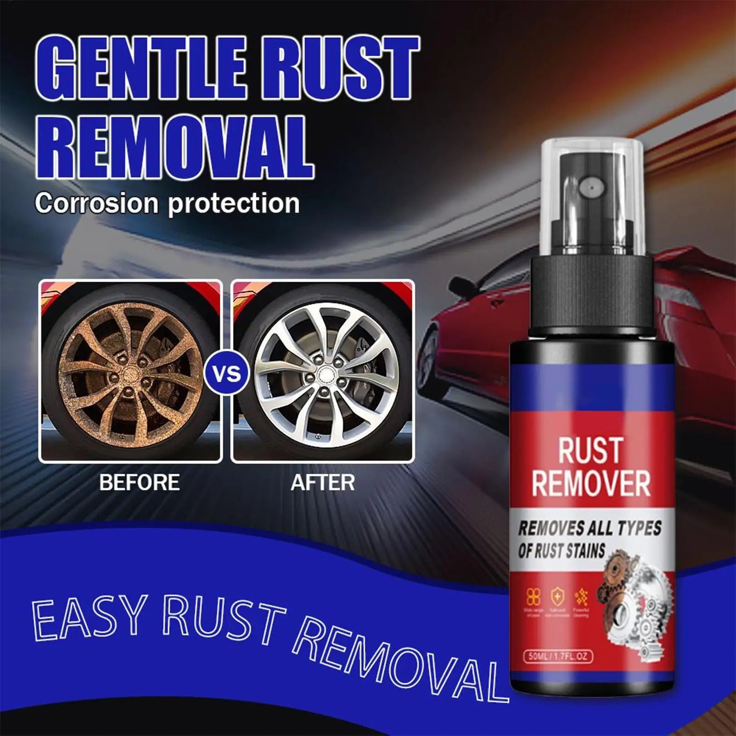 Car Metal Rust Removal Spray Car Maintenance Cleaning Rust Dissolver Auto Polishing Care Rust Cleaning Spray for Car Detailing