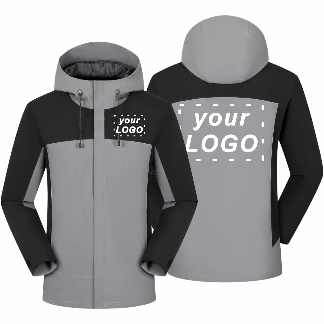 Winter Casual Windproof Hooded Down Jacket Custom Printed Embroidery Company Logo High Quality Men's Hiking Outdoor Jacket 4xl