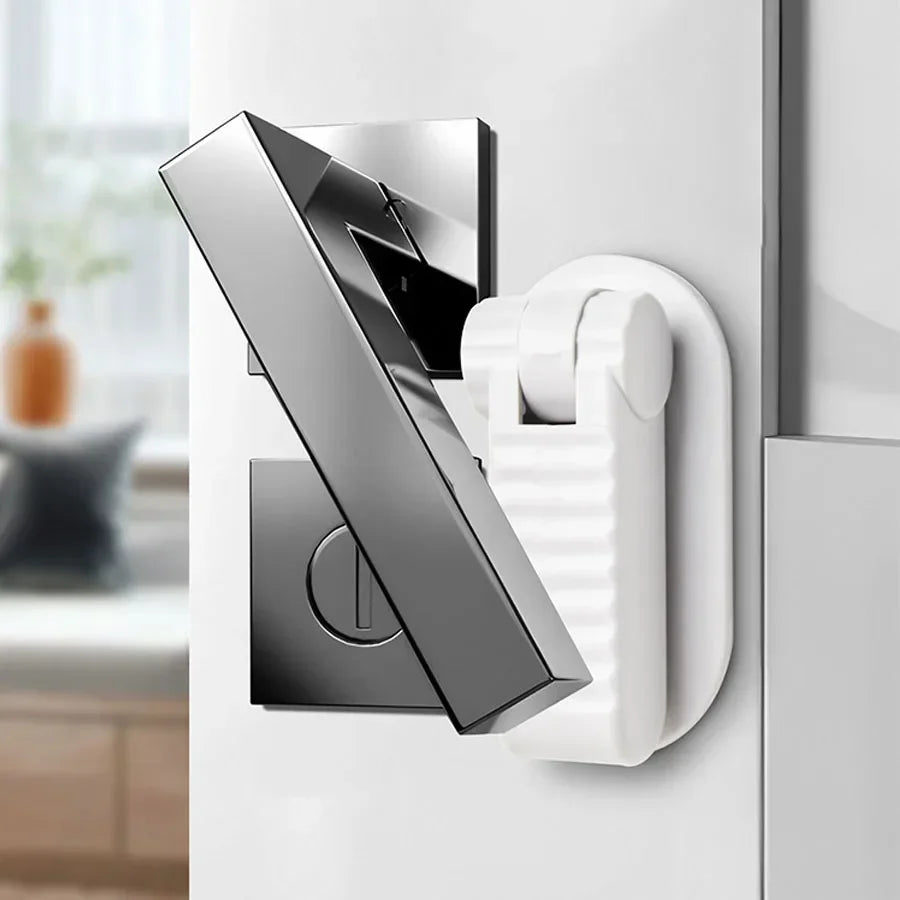 Universal Door Lever Lock Anti-Open Child Baby Safety Locks Punch-Free Multifunction Hidden Button Buckle for Home Security