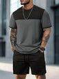 New European & American Style Men's Summer Loose-Fit Set Men's Crew Neck Short-Sleeve Top & Athletic Casual Shorts Two-Piece Set